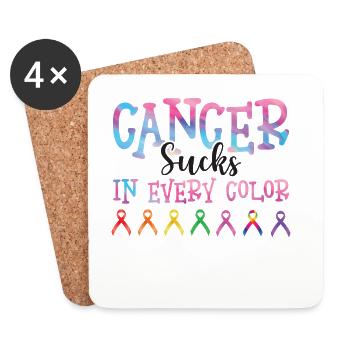 Sensibilisation au cancer Le cancer aspire toutes les couleurs - Dessous de verre (lot de 4) - blanc - Devant