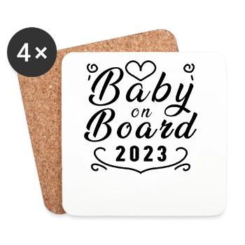 Bébé 2023 Grossesse enceinte - Dessous de verre (lot de 4) - blanc - Devant