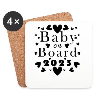 Bébé 2023 Grossesse enceinte - Dessous de verre (lot de 4) - blanc - Devant