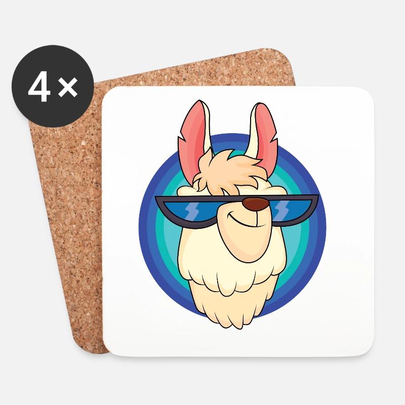 Cooles Lama mit Sonnenbrille - Untersetzer (4er-Set) - Weiß