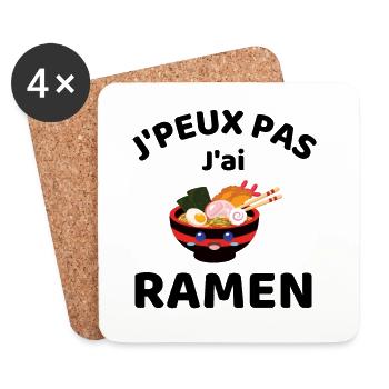 J peux pas j ai Ramen Cadeau fan Japon - Dessous de verre (lot de 4) - blanc - Devant
