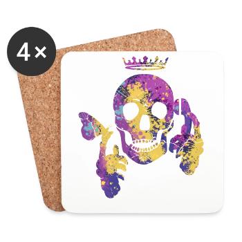Totenkopf mit Schmetterling - Untersetzer (4er-Set) - Weiß - Vorne