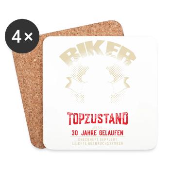 30. Geburtstag Biker Motorrad Motorradfahrer - Untersetzer (4er-Set) - Weiß - Vorne