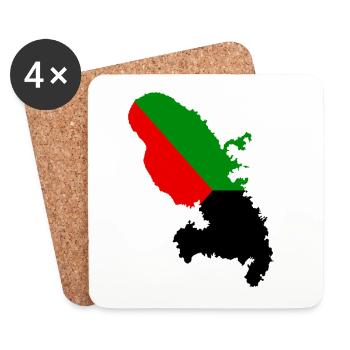 Carte Martinique drapeau rouge vert noir - Dessous de verre (lot de 4) - blanc - Devant