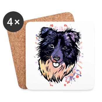 Border Collie Splashes of Color - Coasters (set of 4) - white - Front