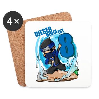 8 Jahre Geburtstag Junge Ninja - Ich bin 8 - Untersetzer (4er-Set) - Weiß - Vorne
