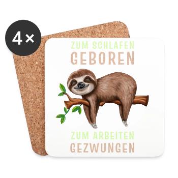 Faultier Zum schlafen geboren arbeiten gezwungen - Untersetzer (4er-Set) - Weiß - Vorne