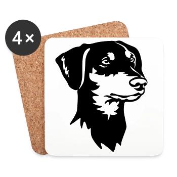 Deutscher Pinscher Kopf - Untersetzer (4er-Set) - Weiß - Vorne
