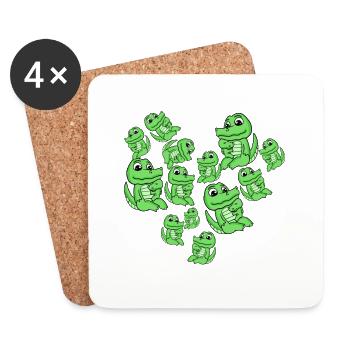 Famille Crocodile - Crocodile avec Bébé - Crocodile - Dessous de verre (lot de 4) - blanc - Devant