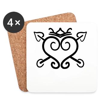 Symbole de couronne de flèche de cœur - Dessous de verre (lot de 4) - blanc - Devant
