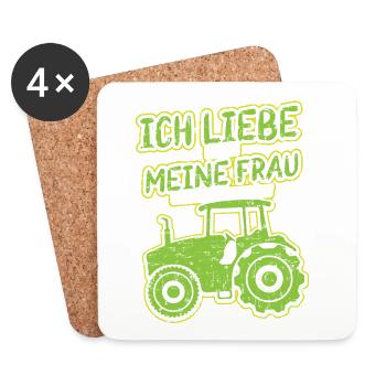 Landwirt ICH LIEBE es wenn MEINE FRAU mich Traktor - Untersetzer (4er-Set) - Weiß - Vorne