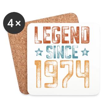 1974 Born Year of birth Birthday - Coasters (set of 4) - white - Front
