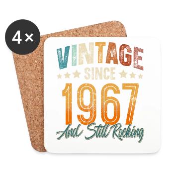 1967 Année de naissance Anniversaire Année de construction Millésime - Dessous de verre (lot de 4) - blanc - Devant