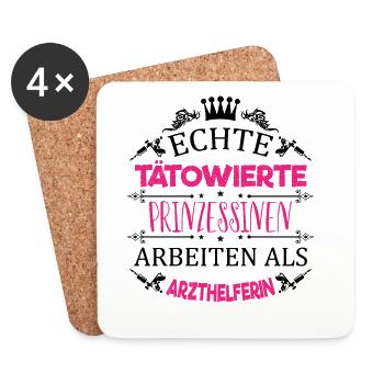 Tätowierte Prinzessin arbeitet als Arzthelferin - Untersetzer (4er-Set) - Weiß - Vorne