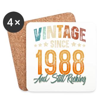 1988 Année de naissance Anniversaire Année de construction Millésime - Dessous de verre (lot de 4) - blanc - Devant