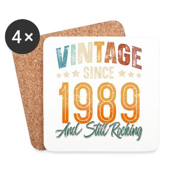 1989 Année de naissance Anniversaire Année de construction Millésime - Dessous de verre (lot de 4) - blanc - Devant