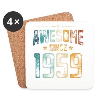 1959 Naissance Anniversaire Année de naissance - Dessous de verre (lot de 4) - blanc - Devant
