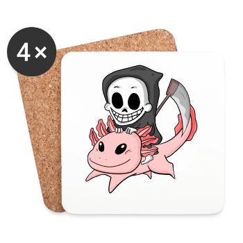 Grim Reaper and Axolotl - Coasters (set of 4) - white - Front