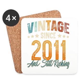 2011 Geburtsjahr Geburtstag Baujahr Vintage - Untersetzer (4er-Set) - Weiß - Vorne