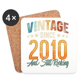 2010 Year of birth Birthday Year of construction Vintage - Coasters (set of 4) - white - Front