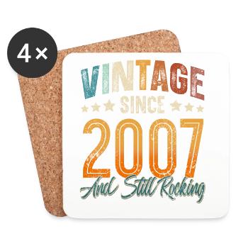 2007 Year of birth Birthday Year of construction Vintage - Coasters (set of 4) - white - Front
