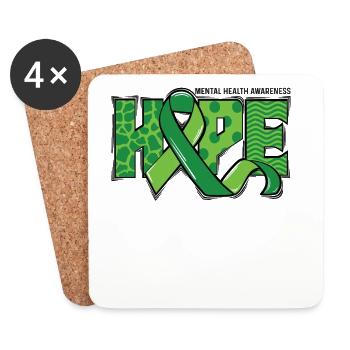 Hope Green Mental Health Support - Coasters (set of 4) - white - Front