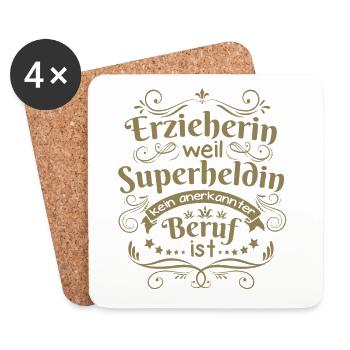 Erzieherin geschenkideen - Untersetzer (4er-Set) - Weiß - Vorne