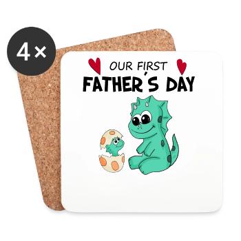 Father's Day - First Father's Day Gift - Coasters (set of 4) - white - Front