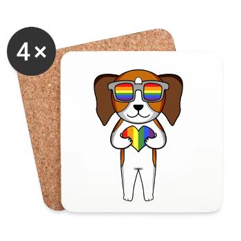 LGBT Dog Beagle Rainbow - Coasters (set of 4) - white - Front