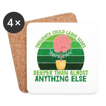 Mental Health Thoughts Could Leave Scars - Coasters (set of 4) - white - Front
