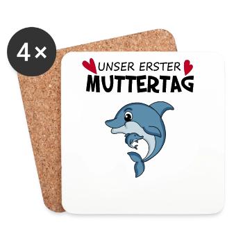 Muttertag Geschenk - Unser erster Muttertag - Untersetzer (4er-Set) - Weiß - Vorne