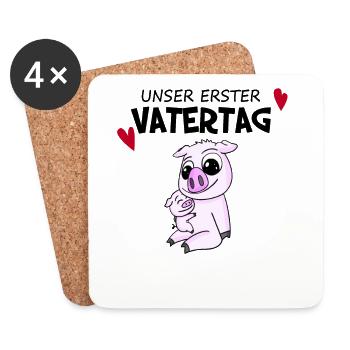 Vatertag Geschenk - Unser erster Vatertag - Untersetzer (4er-Set) - Weiß - Vorne