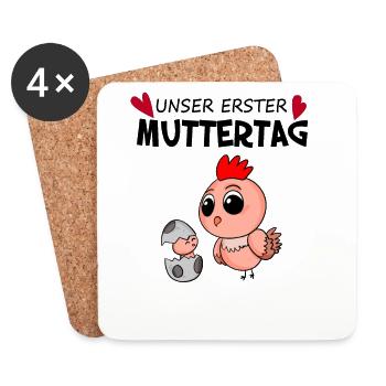 Muttertag Geschenk - Unser erster Muttertag - Untersetzer (4er-Set) - Weiß - Vorne