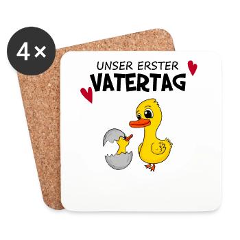 Vatertag Geschenk - Unser erster Vatertag - Untersetzer (4er-Set) - Weiß - Vorne