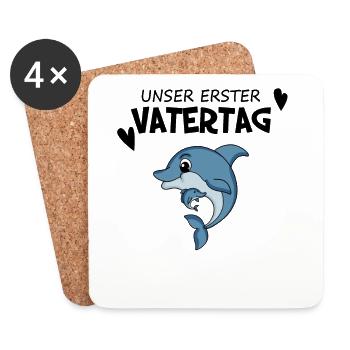 Vatertag Geschenk - Unser erster Vatertag - Untersetzer (4er-Set) - Weiß - Vorne