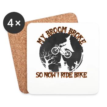 My Broom Is Broken, Now I Ride Bike - Coasters (set of 4) - white - Front