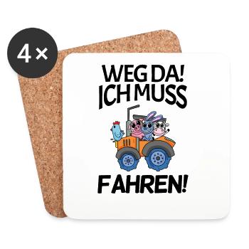 Traktor Trecker Spruch - Untersetzer (4er-Set) - Weiß - Vorne