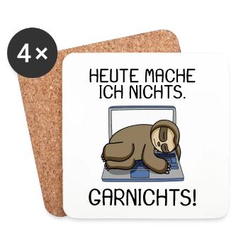 Lustiger Faultier Spruch Büro Humor Geschenk - Untersetzer (4er-Set) - Weiß - Vorne