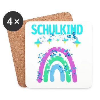 Schulkind Glitzer Regenbogen Einschulung - Untersetzer (4er-Set) - Weiß - Vorne