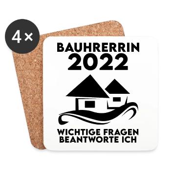 Bauherrin 2022 Hausbau Baustelle Richtfest - Untersetzer (4er-Set) - Weiß - Vorne