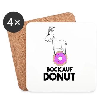 Bock auf Donut - Ziege Ziegenbock - Untersetzer (4er-Set) - Weiß - Vorne