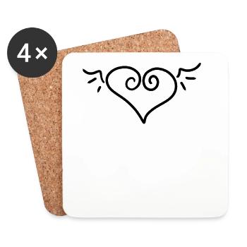 Ange du cœur - Dessous de verre (lot de 4) - blanc - Devant