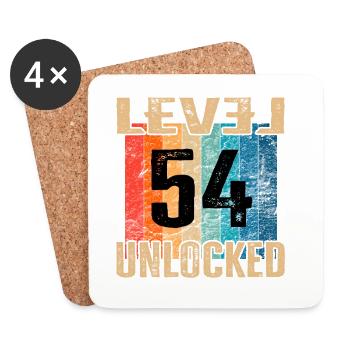 Geburtstag Happy Birthday Level Unlocked 54 Jahre - Untersetzer (4er-Set) - Weiß - Vorne