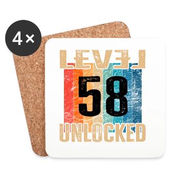 Geburtstag Happy Birthday Level Unlocked 58 Jahre - Untersetzer (4er-Set) - Weiß - Vorne