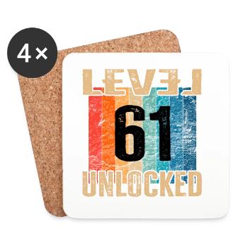 Birthday Happy Birthday Level Unlocked 61 years - Coasters (set of 4) - white - Front