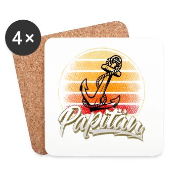 Papitän Papa Vater Kapitän Segeln Boot Schiff - Untersetzer (4er-Set) - Weiß - Vorne