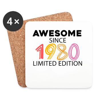 Fantastic since 1980 - born in 1980 - Coasters (set of 4) - white - Front