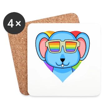 LGBT Tier Maus Regenbogen - Untersetzer (4er-Set) - Weiß - Vorne