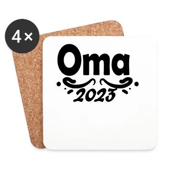Oma 2023 - Werdende Oma 2023 - Untersetzer (4er-Set) - Weiß - Vorne
