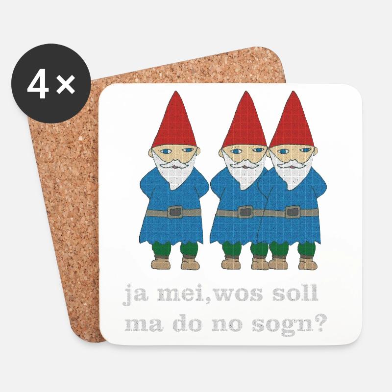 gartenzwerge bayerisch - Untersetzer (4er-Set) - Weiß